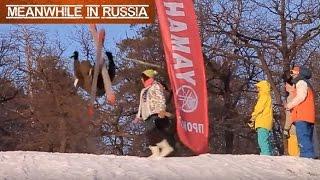 Girl Walks Right In Front Of Ski Jump