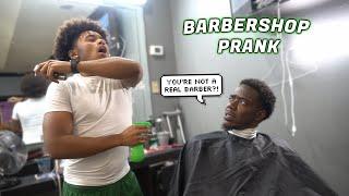 FAKE BARBER PRANK IN THE HOOD