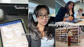 STUDY VLOG  realistic uni days in my life book haul self care routine & studying