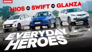 2024 Maruti Suzuki Swift vs Toyota Glanza vs Hyundai Nios comparison review - bestsellers match up