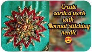 Create zardozi work with simple stitching needle Easy way to create zardozi work.