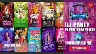 DJ Party Flyer-DJ Poster Banner Template Full Editable In Photoshop Psd File  Tutorial