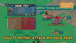 INSANE F2P SOLO TRAP VS FULL T5 800K+ FULL MYTHIC  LORDS MOBILE INDONESIA