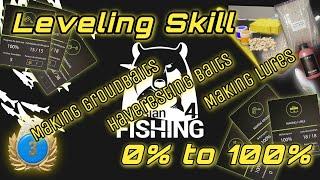 Russian Fishing 4- Leveling Skill 0% to 100%- Making Grounbaits-HaverestingBaits-Making Lures