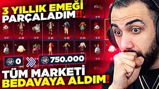 3 YILDIR BİRİKEN KOSTÜMLERİ PARÇALADIM  TÜM MARKETİ SATIN ALDIM 750.000 PARÇA  PUBG MOBILE