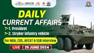 29th June 2024 Current Affairs  Daily Current Affairs Important Question for NDACDSAFCAT Exam
