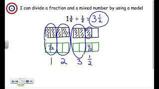 Divide mixed number by fraction using a model