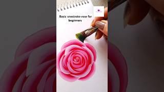 Basic onestroke rose painting for beginners #artvideo #arttutorial #viral #rosepainting #wocol