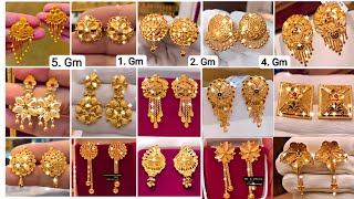 #2024 Gold Tops Earrings Designs With Price  Light Weight Gold Earrings  Gold Earrings Designs #36