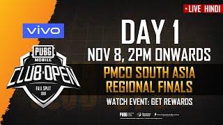 Hindi PMCO South Asia Regional Finals Day 1  Vivo  Fall Split  PUBG MOBILE CLUB OPEN 2019