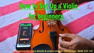 HOW TO SET UP A VIOLIN - Carnatic Violin Tuning Changing Strings