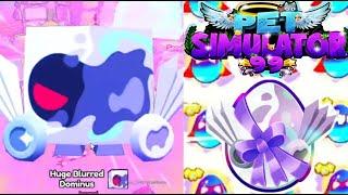 hatching a huge blurred dominus and opening superhero eggs in pet simulator 99