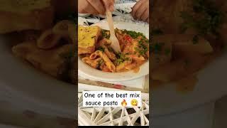 Mix sauce pasta  Cafe  pasta with Garlic bread  Cafe date #foodie #viral #ashortaday #shorts