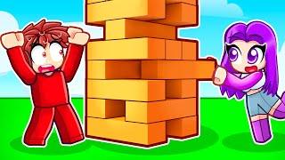 Cash vs Zoey GIANT JENGA in Roblox