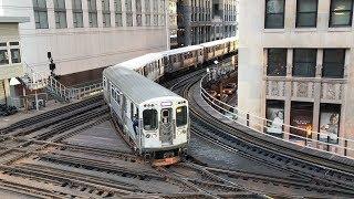 CTA HD 60fps Chicago L Trains @ Tower 18 Interlocking on The Loop 2819