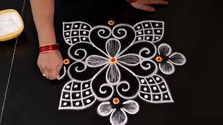 Friday special rangoli side borderrangolidesign  simple kolam  daily muggulu  easy rangoli