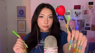 ASMR XXL gummy bear nails SLOW tapping  Unpredictable slow triggers mouth sounds  Corrine’s CV