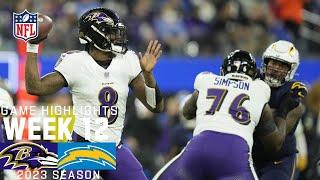 Baltimore Ravens vs. Los Angeles Chargers  2023 Week 12 Game Highlights