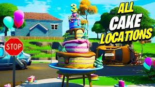 ALL 10 CAKE LOCATIONS in Fortnite 3rd Birthday  Dance in Front of Different Birthday Cakes