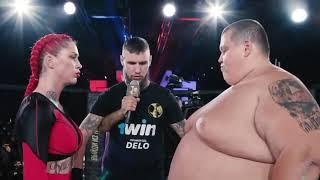 fat man  sport 129lb Female MMA fighter vs 529lb Male Sumo inter gender fight in octagon Chun Li VS