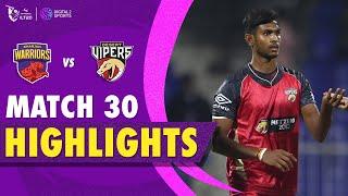 ILT20 2024 Match Highlights  Sharjah Warriors vs Desert Vipers  Match 30  #ILT20