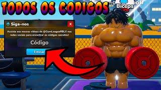 CORRE REVELEI TODOS OS CÓDIGOS ATIVOS DO GYM LEAGUE NO ROBLOX liga de ginásio