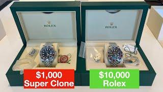 $1000 Super Clone vs. Rolex GMT Master 2 Pepsi - How to spot a fake Rolex Watch