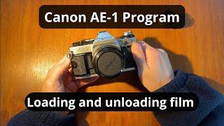 How to load and unload film Canon AE-1 Program tutorial for Canon SLR camera similar to Canon A-1