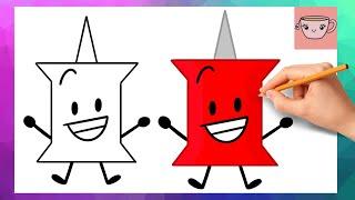 How To Draw Pin from Battle for Dream Island  BFB BFDI  Easy Drawing Tutorial