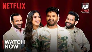 Devara  Jr. NTR Janhvi Kapoor & Saif Ali Khan on The Great Indian Kapil Show  Watch Now  Netflix