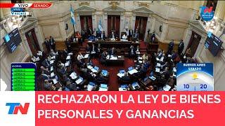 El Senado rechazó Bienes Personales y la restitución del Impuesto a las Ganancias