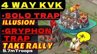 4 Way KVK - Solo Trap Burning Illusion - Gryphon Trap5.7m Troops Take rally - Lords Mobile