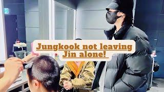 Jungkook sticking to Jin for 7 min straight 