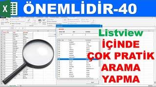 Excel VBA Listview içinde hızlı arama yapmak