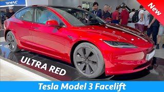 New Tesla Model 3 2024 Facelift - FIRST Look at Ultra Red color in 4K