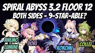 I tried Anemo Lumine + Dori + Collei in one team  - Floor 12 Abyss 3.2 Challenges - Both Sides