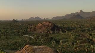 Aerial view of a mountainious landscape Boya Mountains Imatong South Sudan