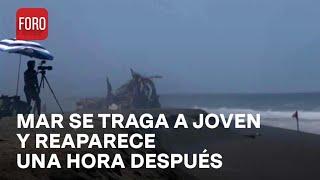 Ciclón Aletta Joven es tragado por el mar en playa Boca de Pascuales Colima - Las Noticias