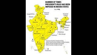 number of times president rule imposed in Indian state #upsc #bpsc #gk #geogrphy #indiangeography