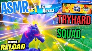 ASMR Gaming  Fortnite Reload Tryhard Squad Relaxing Gum Chewing  Controller Sounds + Whispers 