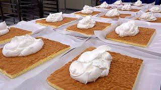 롤케이크 공장 Mass production Cream Bomb Roll Cake Making Process - Korean cake factory