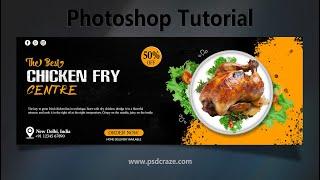 Restaurant flex Banner Design  Chicken Fry Flex Banner  Photoshop cc Tutorial   mystudio99