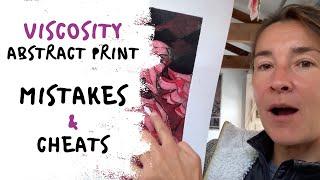 Viscosity Collagraph Abstract Print - How to correct mistakes...  and a cheat