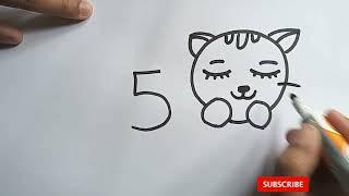 How to draw  a cat from Number 500 easy drawing  M P Drawing tutorial paintings quick draw