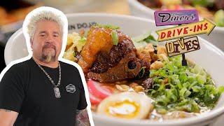 Guy Fieri Tries Oxtail Saimin  Diners Drive-Ins and Dives  Food Network
