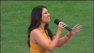 Mary Ours sings the National Anthem at the Steelers vs. Bills game 8172024 in Pittsburgh