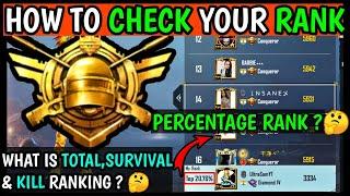 HOW TO CHECK RANK IN PUBG MOBILE  WHAT IS TOTALSURVIVAL & KILL RATING  WHAT IS PERCENTAGE RANK ?