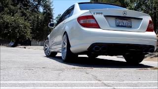 Mercedes C300 Muffler Delete + Quad Tips Revs