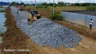 Best Techniques Poccessing Dozer Pushing Gravel Making Foundation Village Road 50%