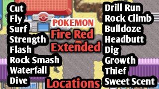 All HM and Field Moves Location in Pokemon Fire Red Extended. Waterfall Surf Rock Climb Drill Run